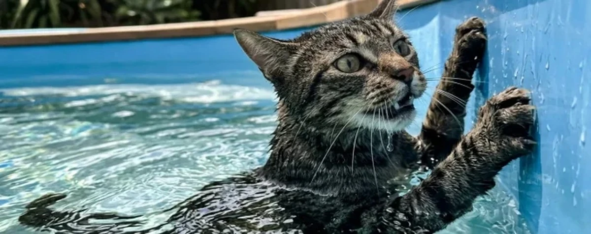 El peligro oculto de la piscina: por qué los gatos no pueden salir solos