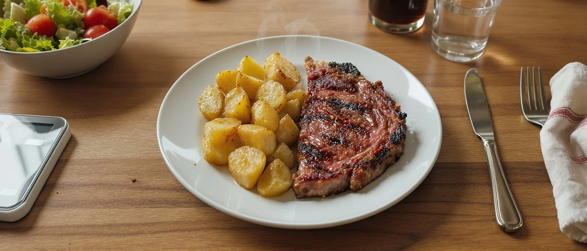 Por qué los nutricionistas te dicen que no comas papas con carne a la hora del almuerzo
