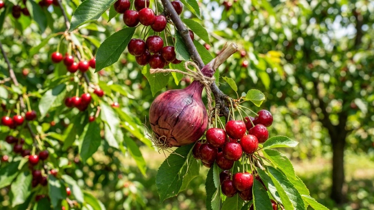 Por qué los agricultores expertos cuelgan cebollas en sus cerezos